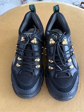 Gucci Black Sneakers with Gold Hardware